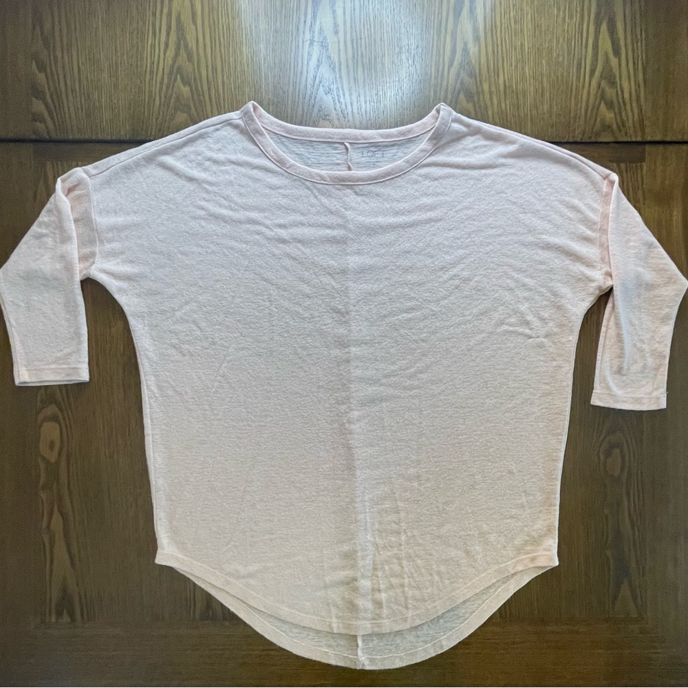 LOFT Light Pink 3/4 Length Sleeve Shirt